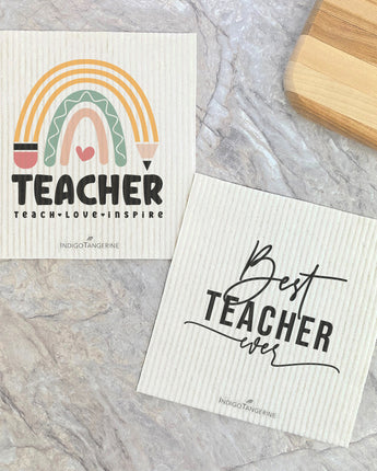 Teacher Rainbow, Best Teacher Ever 2pk - Swedish Dish Cloth