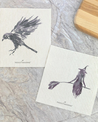 Black Raven, Witch Silhouette 2pk - Swedish Dish Cloth