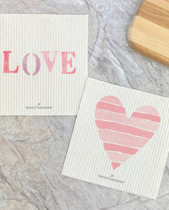 Stencil Love, Striped Heart 2pk - Swedish Dish Cloth
