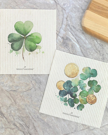 Shamrocks, Coins 2pk - Swedish Dish Cloth