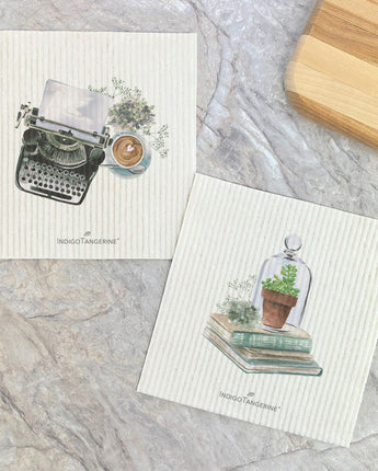 Typewriter, Terrarium  - 2pk Swedish Dish Cloth