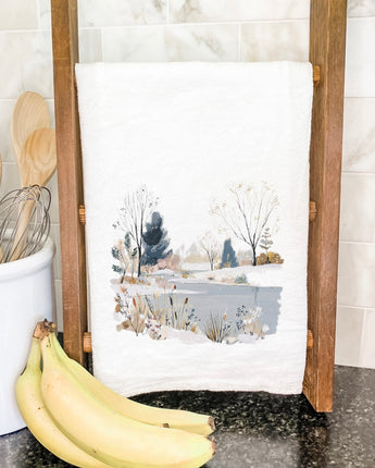 Brisk Winter Pond - Customizable Cotton Tea Towel