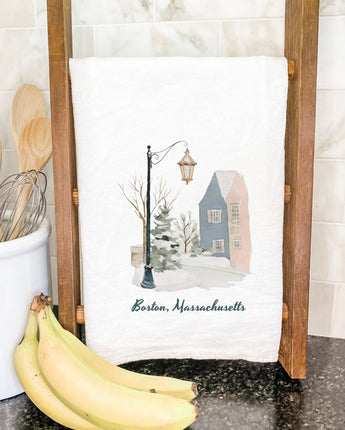 Snowy Town Row - Custom Cotton Tea Towel