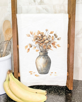 Fall Leaves Vase - Customizable Cotton Tea Towel