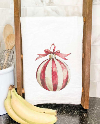 Red and White Stripe Ornament - Customizable Cotton Tea Towel