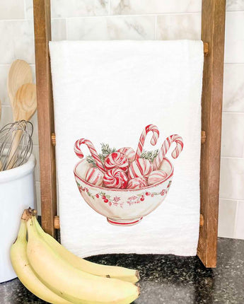 Candy Canes and Peppermints - Customizable Cotton Tea Towel