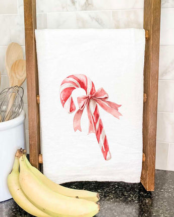 Candy Cane with a Bow - Customizable Cotton Tea Towel
