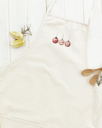 Red and White Stripe Ornaments - Customizable Women's Apron