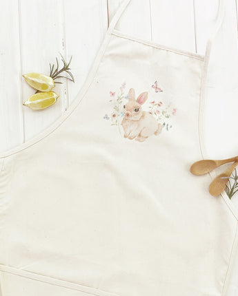 Watercolor Bunny and Florals - Women's Apron