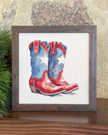 Patriotic Cowboy Boots - Framed Sign