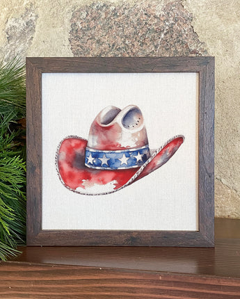 Patriotic Cowboy Hat - Framed Sign