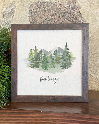 Watercolor Mountain Scene, Custom - Framed Sign