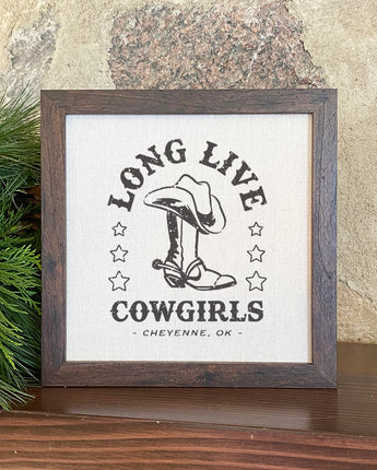Long Live Cowgirls w/ City, State - Framed Sign