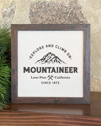 Mountaineer w/ City, State - Framed Sign