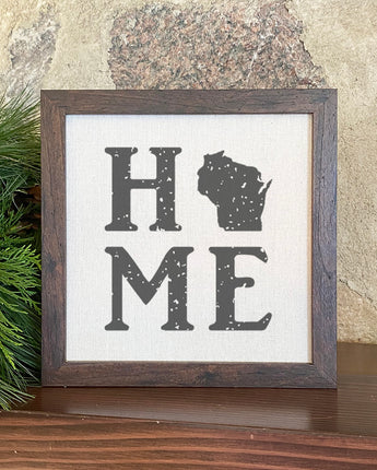 Distressed Home w/ State - Framed Sign