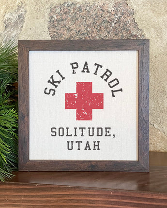 Ski Patrol w/ City State - Framed Sign