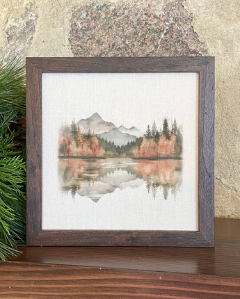 Fall Mountain Lake Scene - Customizable Framed Sign