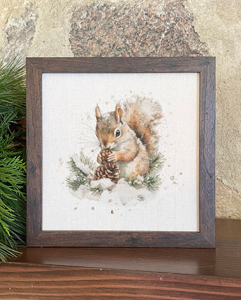 Pinecone Squirrel - Customizable Framed Sign