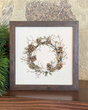 Rustic Pinecone Wreath - Winter Customizable Framed Sign