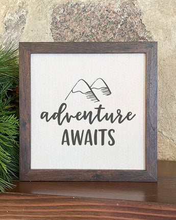 Adventure Awaits (Mountains) - Framed Sign