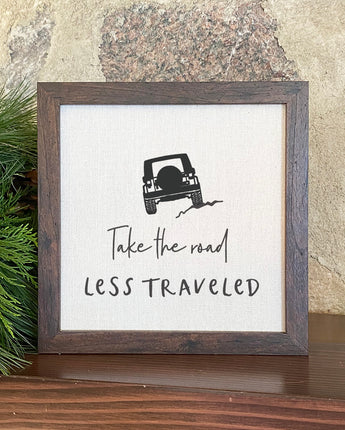Jeep Road Less Traveled - Framed Sign