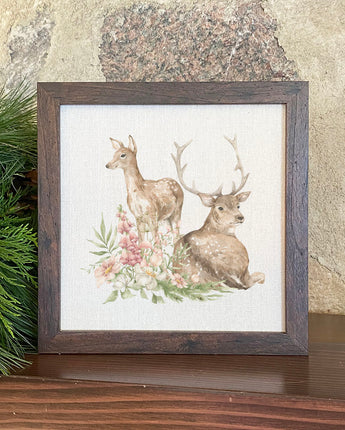 Floral Deer - Framed Sign