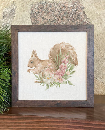 Floral Squirrel - Framed Sign
