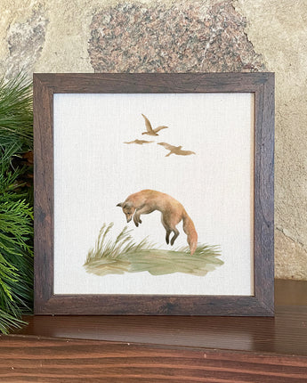 Watercolor Fox Scene - Framed Sign