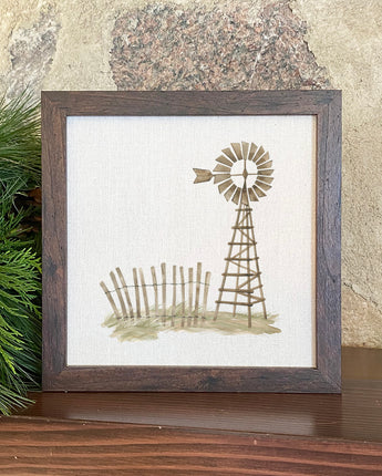 Watercolor Weathervane Scene - Framed Sign