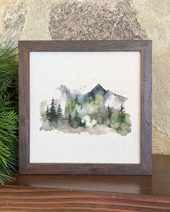 Misty Green Mountains - Framed Sign