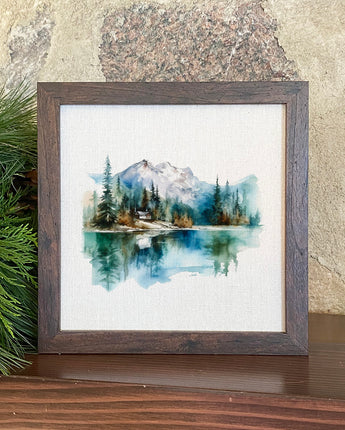 Mountains and Lake - Framed Sign