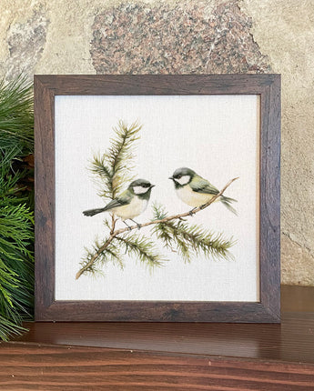 Chickadee Pair - Spring Framed Sign