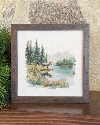 Moose Lake Scene - Spring Framed Sign