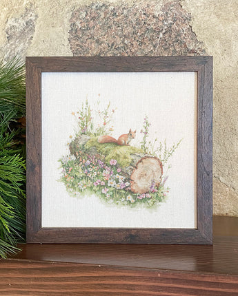 Red Squirrel on Log - SpringFramed Sign
