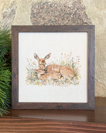 Doe & Fawn - Spring Framed Sign