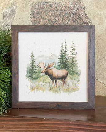 Moose Scene - Spring Framed Sign
