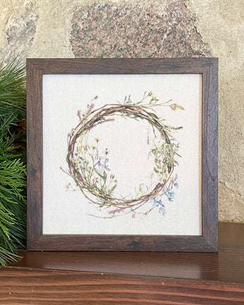 Wildflower Wreath - Spring Framed Sign