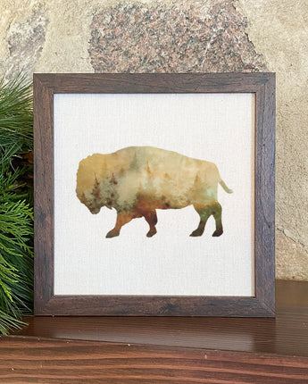 Watercolor Buffalo - Framed Sign