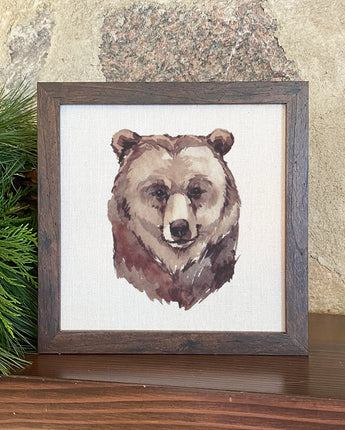 Watercolor Bear Head - Framed Sign
