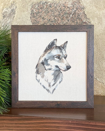 Watercolor Wolf Head - Framed Sign