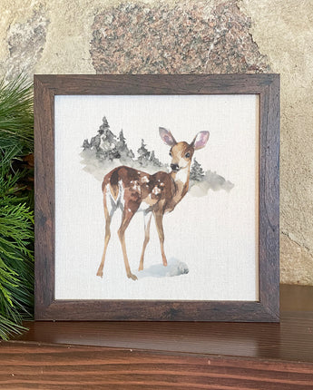 Watercolor Fawn - Framed Sign