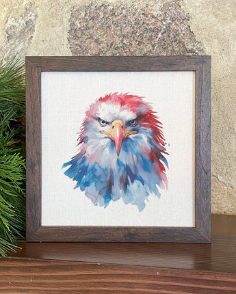 Watercolor Patriotic Eagle - Framed Sign