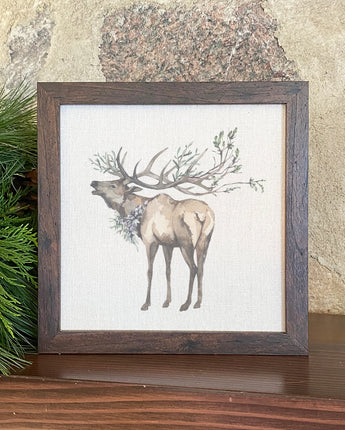 Winter Elk - Framed Sign