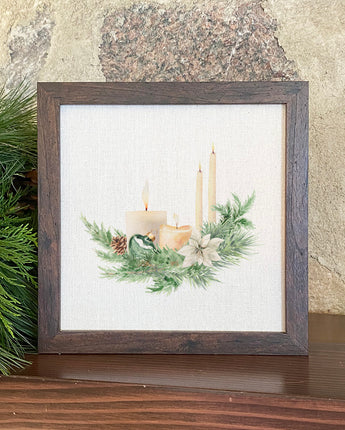 Candle and Pine Arrangement - Framed Sign
