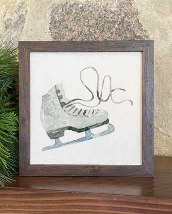 Watercolor Ice Skate - Framed Sign