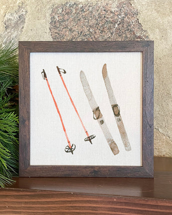 Watercolor Skis - Framed Sign