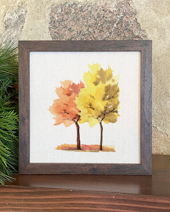 Watercolor Fall Trees (Pair) - Framed Sign