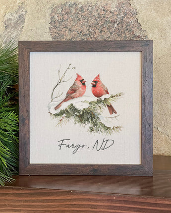 Winter Cardinals - Custom Framed Sign