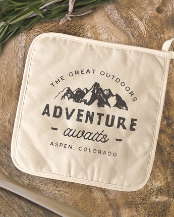Adventure Awaits w/ City, State - Custom Cotton Pot Holder
