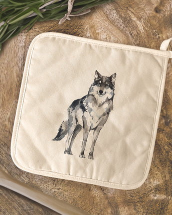 Watercolor Standing Wolf - Cotton Pot Holder